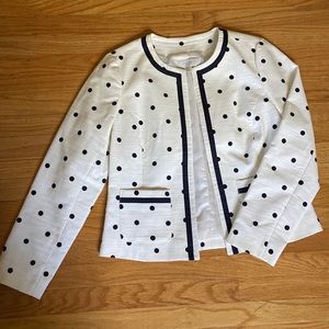 Talbots ribbed navy and white blazer